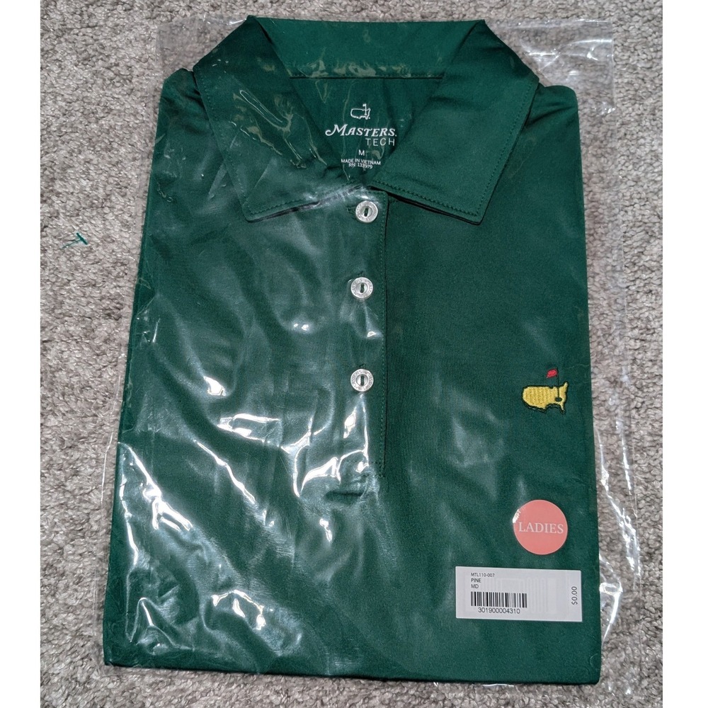 Masters Polo Women M Pine Tech Tournament Golf Shirt Employee Only Limited Pine
